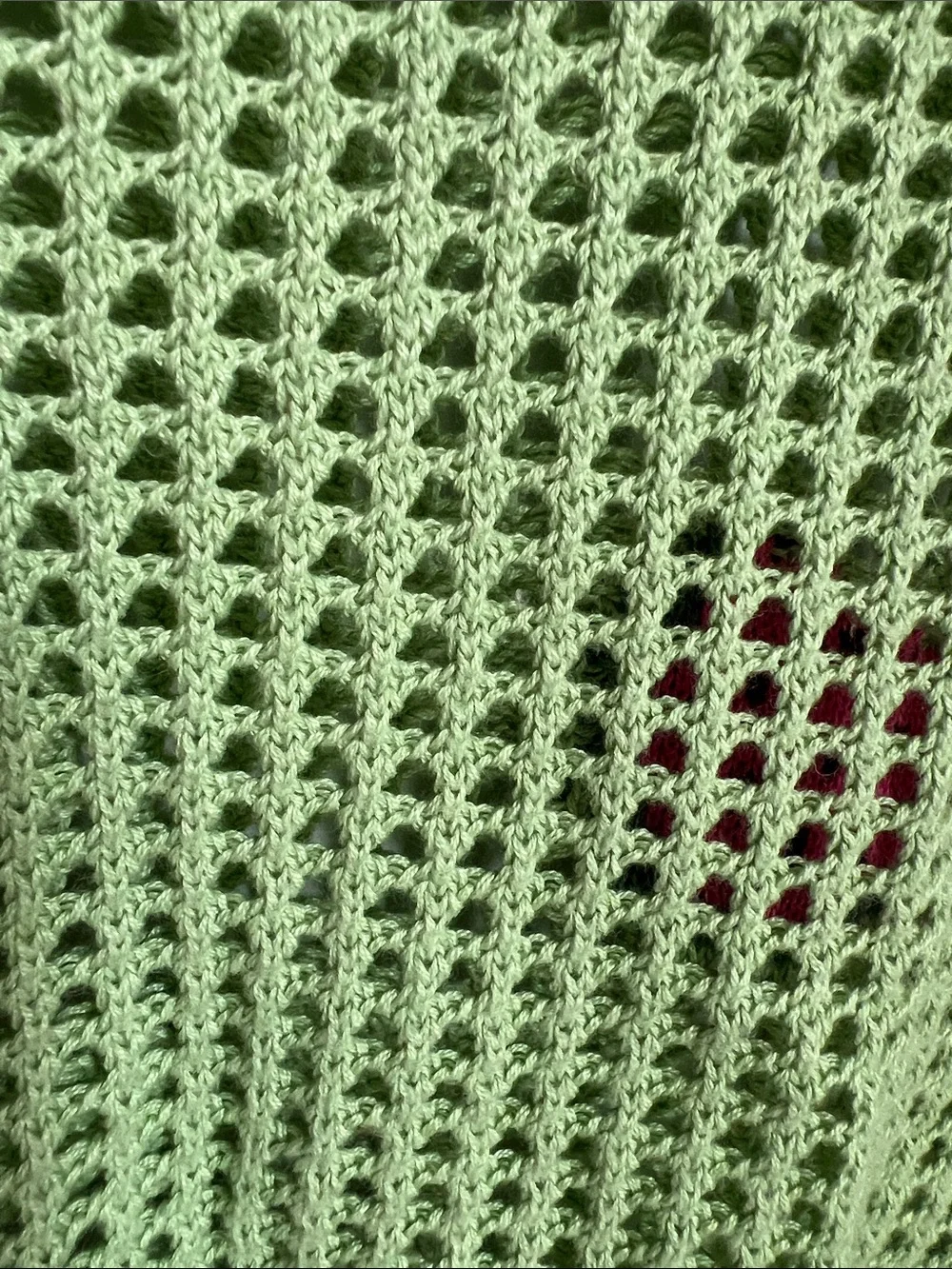 No Comment | Green Cropped Crochet Sweater Pink Watermelon Patches Size XL (16)